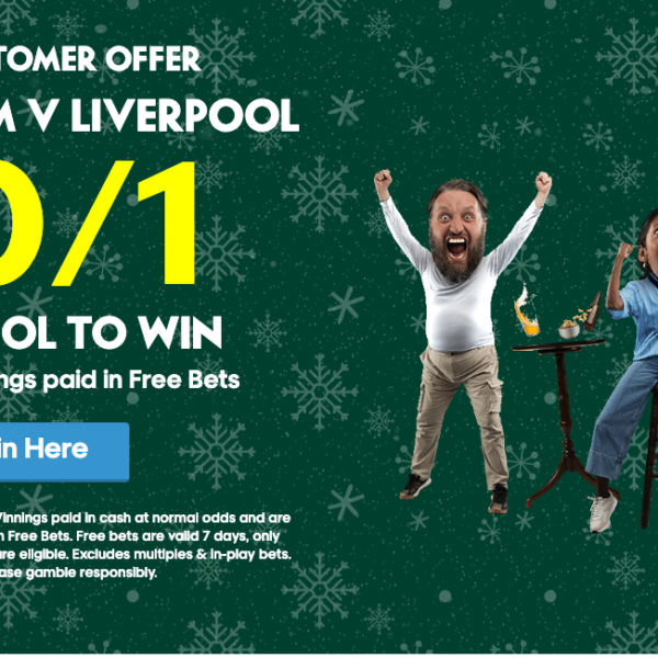 Paddy Power Sign Up Offer – Get 50/1 On Liverpool To Win Vs Tottenham